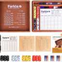 Farkle Dice Tray and Storage Case - Includes Embedded Scoring Combinations, 4 Sets of 6 Pearl Dice, 50 Sheet Score, 2 Scoreboards, 12 Scoring Sticks, and a Pen for The Classic Family Games (Brown)