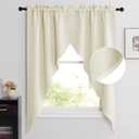 NICETOWN Swag Curtains for Living Room, Room Darkening Kitchen Valances for Sink Over, Farmhouse Short Curtains for Bathroom Casual Weave Curtain Drapes, 2 Panels, W36 x L63, Light Beige