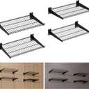 Garage Wall Shelving 24"x16.5" 4-Pack, Wall Mounted Shelves, Black | Heavy Duty, Adjustable Garage Shelving Wall Mounted, Metal Wall Shelves, for Garage & Workshop, Total 400 lbs Load Capacity