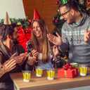 Tioncy 24 Pcs Christmas Shot Glasses 2 oz Clear Shot Glass Happy Holiday Print Cocktail Glasses Funny Cool Mini Whiskey Shot Glass Cups for Christmas Table Decoration Present Drinking Supply(Cool)