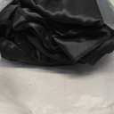 Wish Care 14ft Black Satin Table Skirt for Rectangle Tables Wrinkle Free Glitter Desk Skirts Pleated Ruffle Table Cloth for Wedding Birthday Graduation Party Buffet Display Trade Show Table Decoration