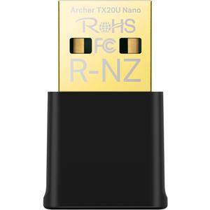 TP-Link Nano USB WiFi 6 Adapter for PC(Archer TX20U Nano) - AX1800 2.4G/5G Dual-Band Wireless Network Transceiver Adapter for Desktop PC, OFDMA, MU-MIMO, WPA3, Travel Size, Supports Windows 11/10, Black