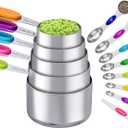 13PCS Magnetic Measuring Cups and Spoons Set - 7 Double-Sided Stainless Steel Magnetic Measuring Spoons & 1 Leveler + 5 Stainless Steel Measuring Cups - Kitchen Baking Tools for Cooking