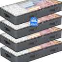 4 Pack Under Bed Storage, 90L Collapsible Closet Containers Organizers and Under Bed Storage Bins, Underbed Storage Bags for Wrapping Paper, Blanket, Towels, Clothes, Comforter, Sweaters, Linen Sheet