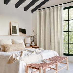 100 Inch Width 102 Inch Long Curtains Extra Wide Pinch Pleat Linen Curtains for Living Room Beige Tan Oatmeal Light Filtering Privacy Pleated Hooks Rings Back Tab for Sliding Glass Door 1 Panel