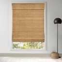 LazBlinds Cordless Bamboo Roman Shades, Privacy Blinds for Interior Windows, Room Darkening Roll Up Bamboo Blinds for Home & Patio, 25.5" W x 64" H, Eastfield Teak
