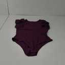 Missufe Women's Summer Ruffle Flutter Sleeve Ribbed Casual Bodysuit Tops (Dark Purple, Medium)