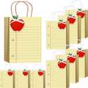 Kolldenn 24 Sets Yellow Lined Notebook Teacher Gift Bags with Tissue Apple Tags Back to School Thank You Teacher Paper Bags with Handle Cards Gift for Retirement
