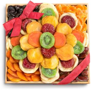 A Gift Inside Sweet Bloom Dried Fruit Deluxe Tray Basket Arrangement for Holiday Birthday Healthy Snack Business Kosher, BBD 09/25/2026