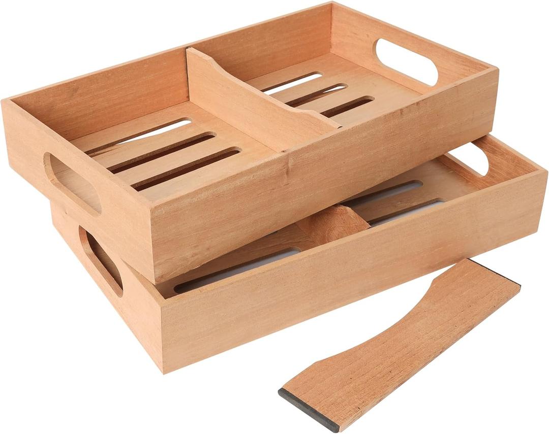 Mantello Cigars Spanish Cedar Cigar Tray - Adjustable Divider, Fits Large Humidors, for Humidor or Walk-in Closet 12.5" x 7.5"x 2.25" (2)