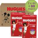 Huggies Size 7 Baby Diapers, Little Movers HuggFit 360 Baby Diapers with 360 Waistband, Size 7 (41+ lbs), 88 Count (2 Packs of 44)