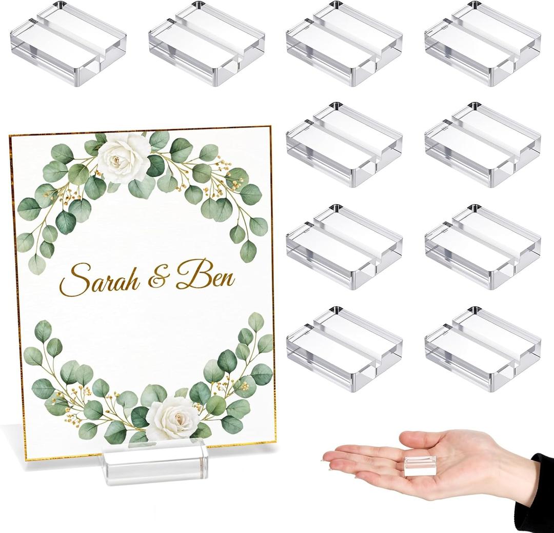 10 Pcs Acrylic Place Card Holder 1.2inch Clear Table Numbers Stands Card Display Holder with Cards Slot 1.2 Inch Wedding Arcylic Sign Holders for Meeting Table Wedding Office