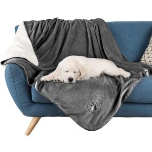 Waterproof Pet Blanket Collection Reversible Throw Protects Couch, Car, Bed from Spills, Stains, or Fur Dog and Cat Blankets by PETMAKER Dark Gray Large