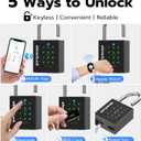 eLinkSmart Heavy Duty Smart Padlock with Key, Pad Lock with Code Keypad, Weatherproof Bluetooth RFID Keyless Electronic Digital Combination Lock for Gate Outdoor Fence Storage Unit Locker Shed Pool