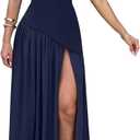 Memoriesea Women's Elegant Strapless High Split A Line Flowy Party Cocktail Maxi Dress, Large 