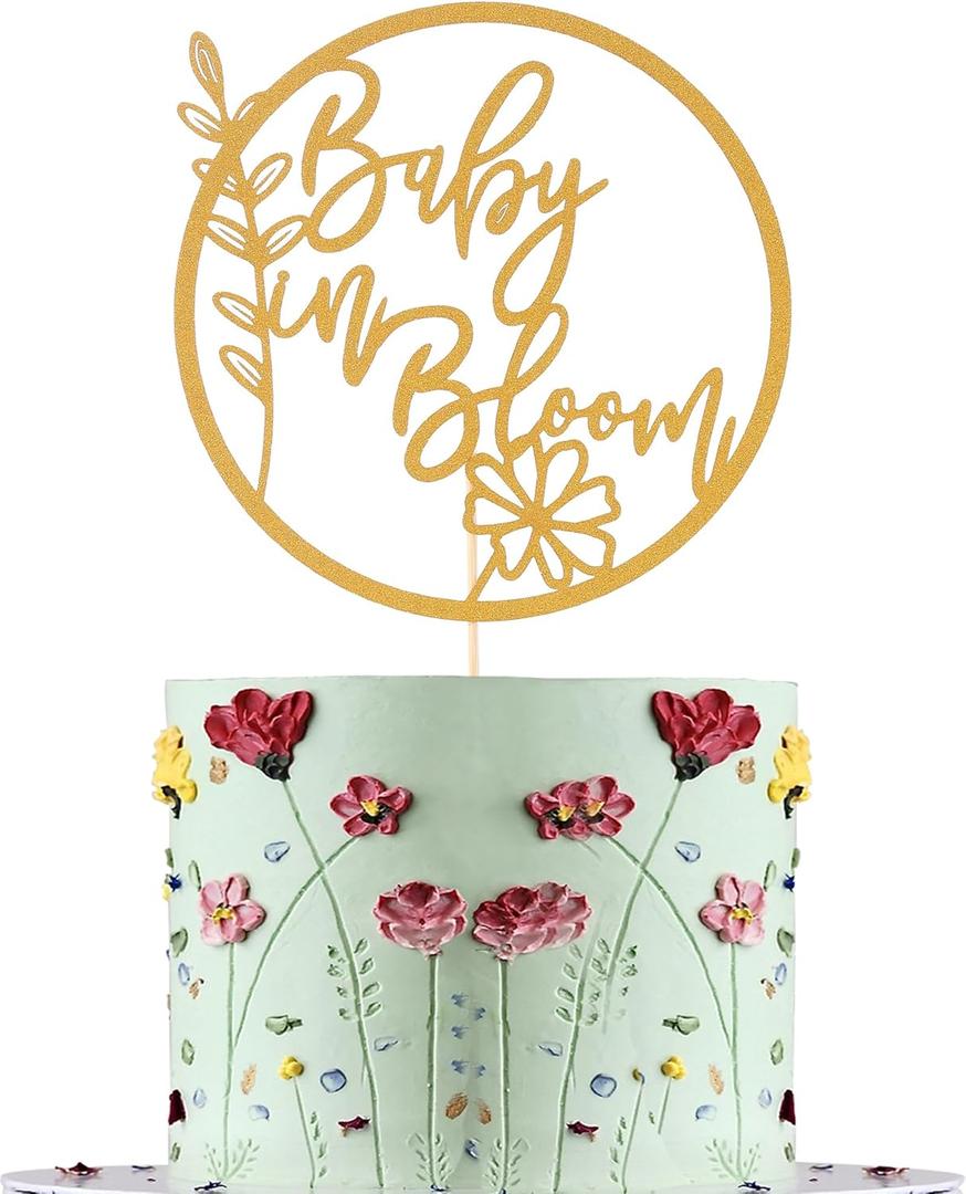 Baby in Bloom Cake Topper - Flower Theme Baby Shower Cake Topper, Floral Baby Shower Gender Reveal Patry Cake Decorations