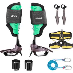 VEVOR Tree Climbing Spikes Set, HeightAdjustable Tree Climbing Gear with Straps & Waist Harness, 350 lbs Load Capacity, Heavy Duty Steel Climb Spurs Arborist Equipment for Fruit Picking Hunting