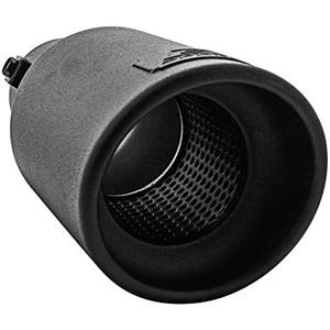 DC Sports EX-1012B Performance Bolt-On Resonated Muffler Slant Tip with Clamps and Adapters for Fitment on Most Cars, Sedans, and Trucks - Matte Black Powdercoat