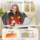 Wearable Heated Blanket Robe, Cordless battery Heated Blanket with 8-Zone Heating & 3 Temp Settings, Machine Washable Oversized Hooded Throw, Cozy Gift for Mom & Grandma, 38"x67", Grey, Teddy Fleece