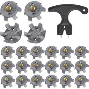 Cozypower 31 Pcs Golf Spikes Set Includes 30 Pcs Golf Cleats Replacement Black Cleats Spanner Metal Thread Screw 6 mm Dia Spike Tool for Lawn Cricket Shoe Player Lover(Silvery Grey)