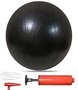 JUFANGFIN Pilates Exercise Ball for Yoga, Barre, Fitness & Physical Therapy Mini Squishy Balance Ball for Home Workouts Includes Pump for Easy Inflation(Black)