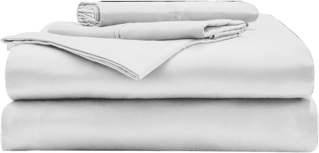 Miracle Made Luxe Soft Cotton Bed Sheet Set, 4-Piece Silver-Infused Cooling Fabric  Lightweight, Hypoallergenic Bedding for Hot Sleepers, California King Size, White
