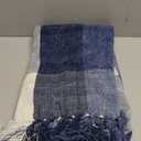 Buffalo Paid Chenille Throw Blanket for Couch, Soft Cozy Decorative Buffalo Check Blanket Throw with Tassels for Bed Sofa, Lightweight Chenille Knitted Throw, Plaid Navy Off White, 50'' x 60''