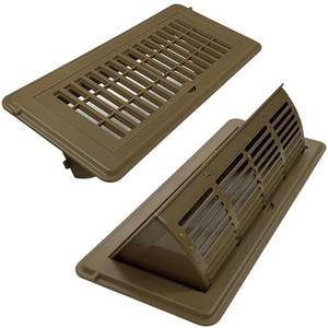 2-in-1 Vent Deflector for Home Floor, Strong Plastic, 4"x10“ Register Type of Deflector, POP up Damper Vent Directional Cover, Floor Air Vent Deflector Under Curtain, Couch or Bed (Brown, 2Pack)