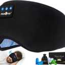 MUSICOZY Sleep Headphones Bluetooth 5.4 Headband Sleeping Eye Mask for Mom Women Men Wireless Music Earbuds Earphones for Side Sleepers Built-in HD Speakers Cool Gadgets Unique Gifts (Dark Black)