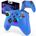 UGAME Wired Versatile Controller for Xbox/ PS4/ Switch/ PC, Wire Control for Xbox Series X/ S, Xbox One with Back Paddles, 1000Hz Polling, Turbo, RGB Game Light, Blue