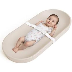 COMOMY Baby Changing Pad for Dresser - Wipeable Changing Pad with Restraining Belt, Waterproof, Soft, Lightweight and Portable, Easy to Clean for On The Go Diaper Change, Oatmeal-Colored