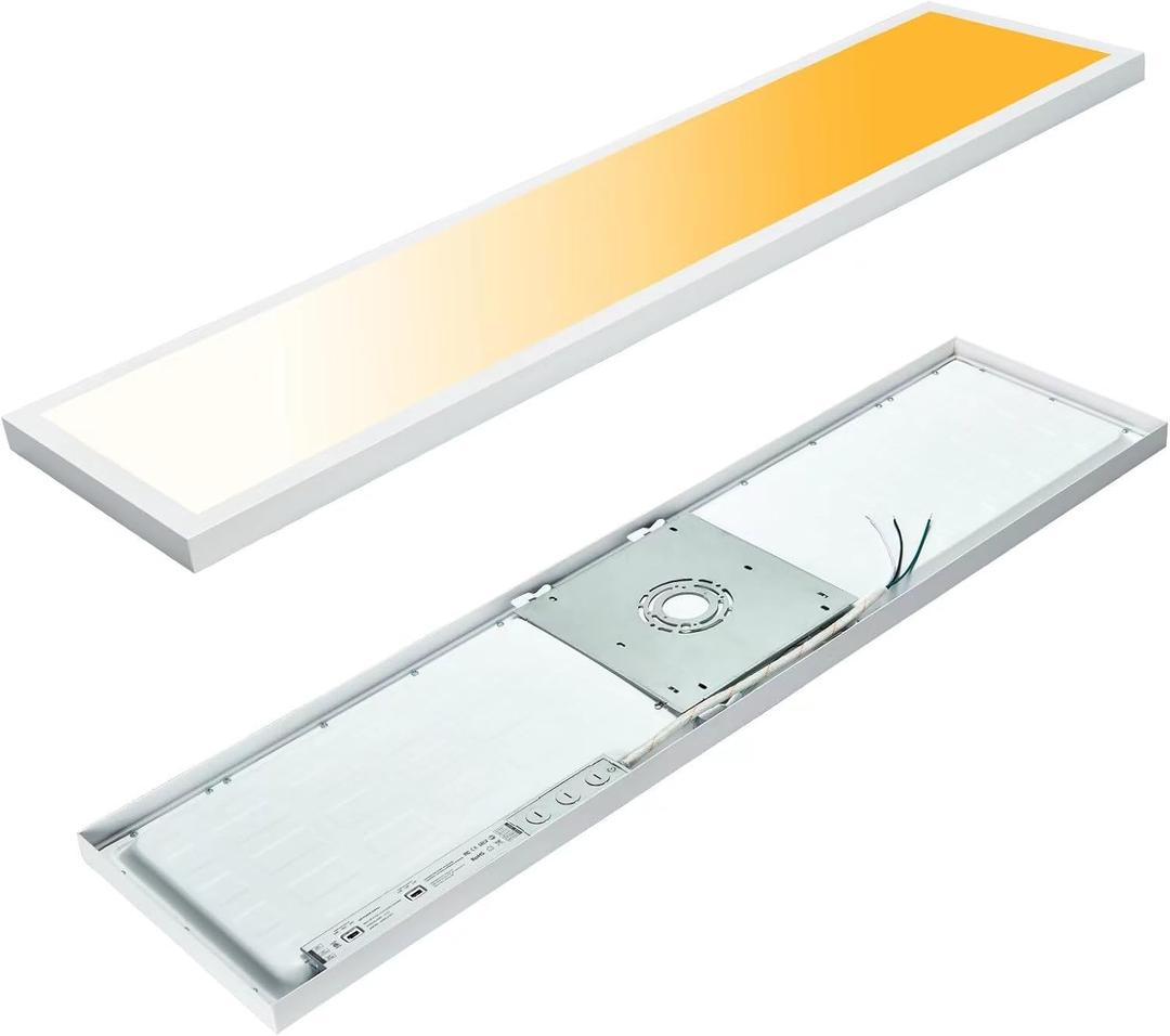 1x4 LED Flat Panel Light Surface Mount, 40W-30W-20W & 3000K-4000K-5000K Selectable, 0-10V Dimmable, Rectangular Flush Mount Ceiling Lights for Kitchen, Shop, 100-277V, ETL, 2 Pack