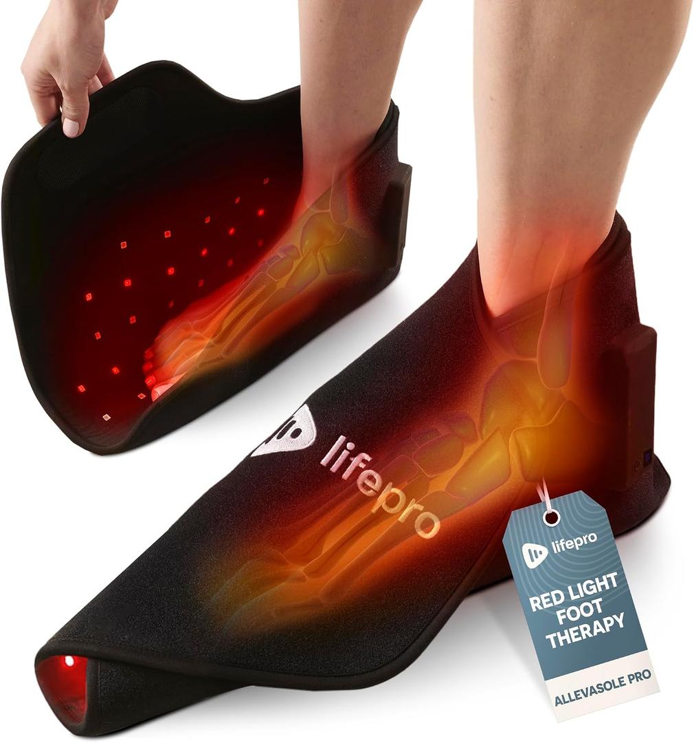 LifePro Red Light Therapy for Hands, Feet & Ankles Cordless Glove & Foot Wrap with Dual Wavelengths (660nm & 850nm) Infrared Foot Therapy, Auto Shut-Off Timer for Wellness, Relaxation & Comfort, Allevasole Pro