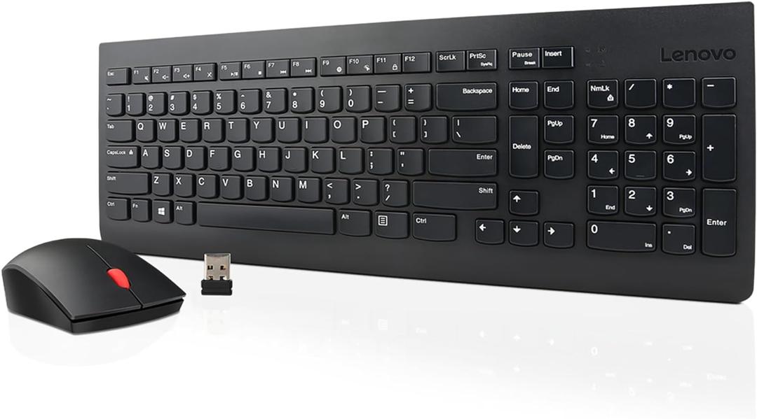 Lenovo 510 Wireless Keyboard & Mouse Combo, 2.4 GHz Nano USB Receiver, Full Size, Island Key Design, Left or Right Hand, 1200 DPI Optical Mouse, GX30N81775, Black