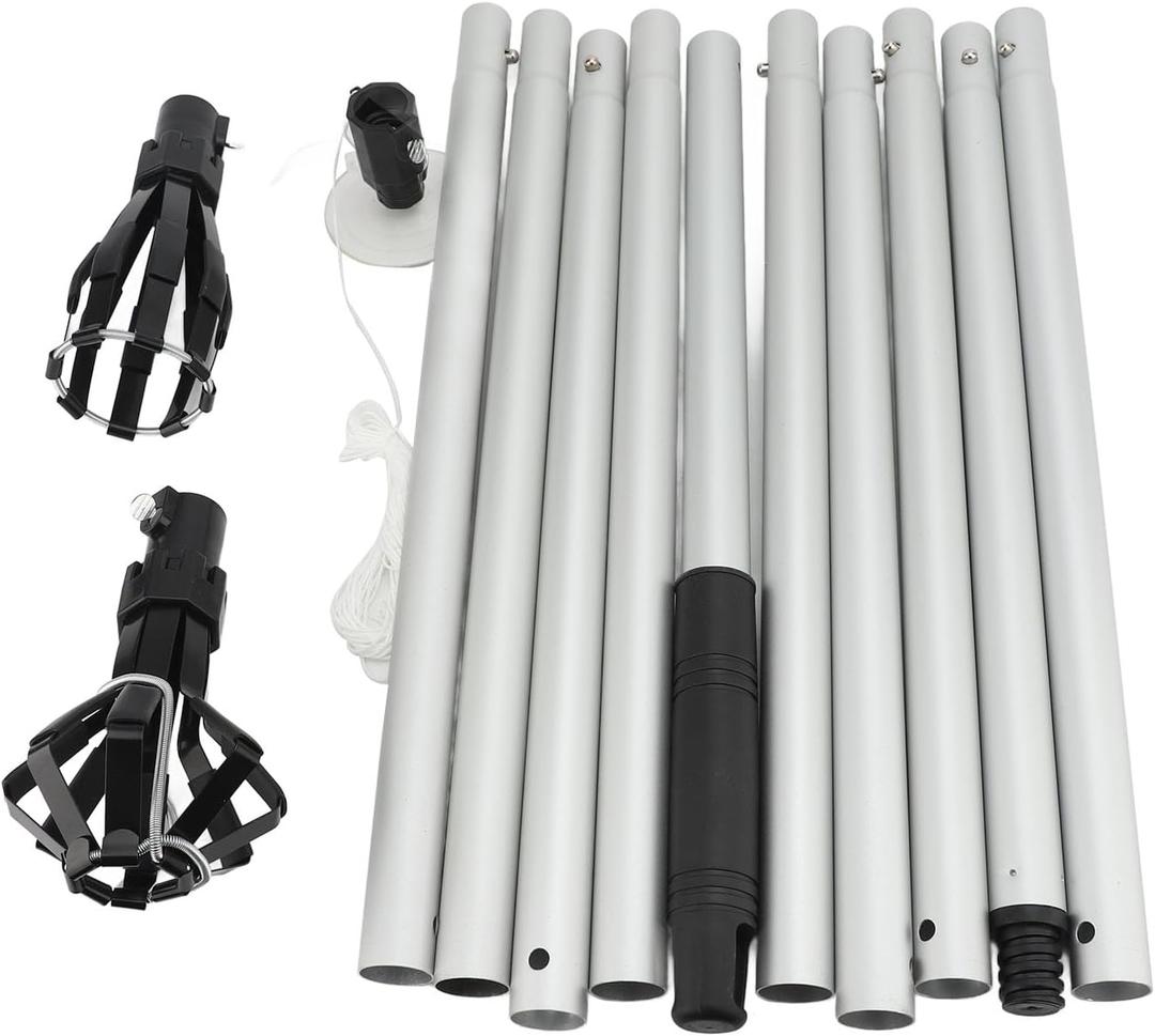 Telescopic Aluminum Rod, Bulb Disassembly Kit, Suitable for Embedded Lights, Telescopic Extension Rods, High Ceilings, High Ceiling Bulb Changers with Baskets and Suction Cups, Fru