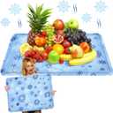 Reallnaive 2 Pcs Reusable Freezable Ice Mat for Buffet Table Chilled Serving Tray Party 19.69 x 15.75 Inches Charcuterie Cooler Cooling Trays for Food, Cheese(Snowflake)