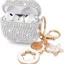 Case for Apple Airpods Pro 3 Case Cover 2025, VISOOM Bling Jewerly Airpods iPods Pro3 Cases Cute Glitter Diamond Airpod iPod Pro3 Cases Rhinestone AirPods iPods Pro 3rd Gen Cas with Keychain for Women