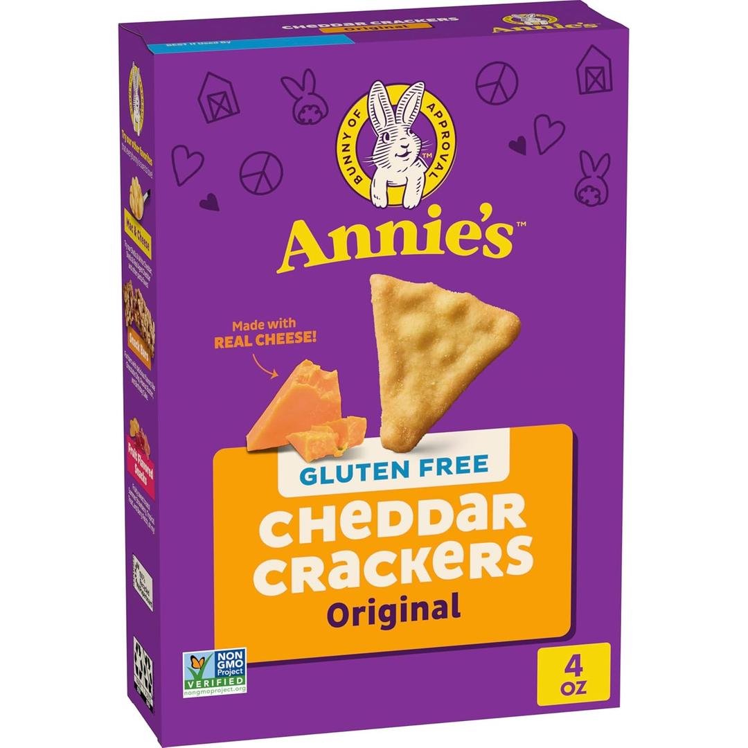 Annie's Gluten Free Cheddar Crackers, Original, Made with Real Cheese, 4 oz (EXP 07/08/26)