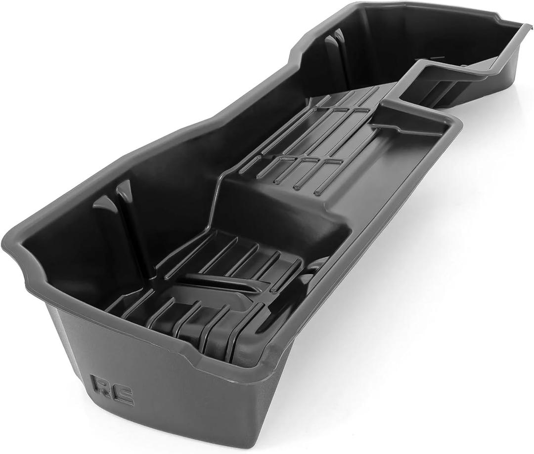 Rough Country Under Seat Storage Box for Chevy Silverado & GMC Sierra 1500/2500HD/3500HD Double Cab (20072019) - Custom-Fit Underseat Organizer Tray