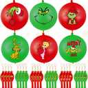 24 Pcs Christmas Punch Balloons Christmas Latex Bounce Balloons with Rubber Band Handle for Birthday Party