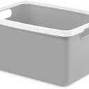 Whitmor 6-Pack Plastic Storage Bin, Stackable Pantry Organizer Bins, Gray