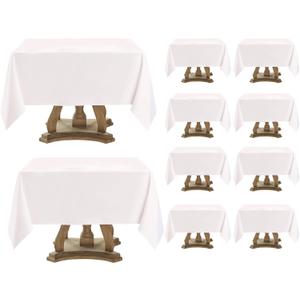 Aocoz Square Tablecloth 52 x 52 Inch White 10 Pack Tablecloths Stain-Wrinkle Resistant Washable Polyester Table Cloths for Holiday, Buffet Parties, and Wedding
