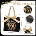 Clysee 50 Pcs Cheers to 80 Mini Birthday Gift Bags with Handles Party Favor Bags Bulk for Birthday Wedding Anniversary Supplies Decorations, 5.51 x 2.36 x 4.72 Inches (Black and Gold)