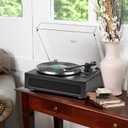 Vinyl Record Player All-in-1 LP Turntable Built-in Four Speakers HiFi Belt Drive System with Phono Preamp ATN-3600L MM Cartridge BT Wireless Aux-in RCA Line Out Auto Off Black Classic Edition