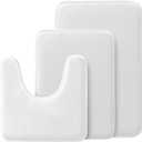 HOMES&STYLE 3 Piece Memory Foam Bath Mat Set, Non Slip, Absorbent & Quick Dry, Ultra Soft Rugs for Modern Bathroom (White)