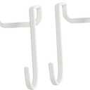 Veemoon Over Door Ironing Board Hanger - 2 Pcs White Iron Board Holder for Easy Storage - Space Saving Design for Laundry Room Kitchen and Bathroom Organization