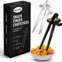Finger Chopsticks for Snacking & Gaming Snack Chopsticks Chip Chopsticks Chip Grabber & Chip Tongs Finger Tongs for Clean Hands Gamer Gift Fits All Fingers 2 Pcs Black & White
