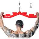 LAT Pull Down Bar with 6 Ergonomic Handles, Neutral Grip LAT Pulldown Attachments for Whole Back Training, Wide Grip LAT Pulldown Bars for Home Gym Cable (Red)