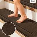 Non-Slip Stair Treads for Wooden Steps Indoor, 15 Pack 8" X 30" Edging Stair Rugs with TPE Backing, Carpet Stair Treads for Kids Elders & Pets, 100% Polyester Soft Stair Runners, Brown