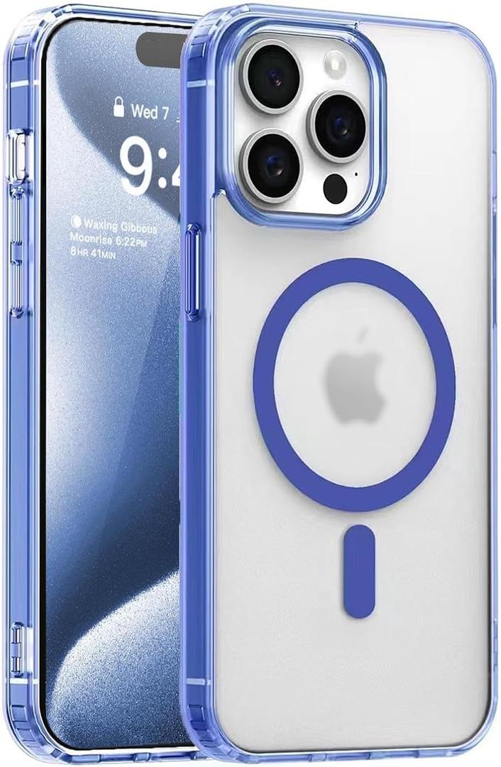 Magnetic Case for iPhone 12 Pro Max Compatible with MagSafe & MIL-Grade Protection, Not Yellowing, Scratch-Resistant, Translucent Matte Slim Phone Cover for iPhone 12 Pro Max-Frosted Blue